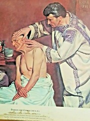 Vintage Double Sided Lithograph Medical Prints By Robert Thom „Damian And Cosmas