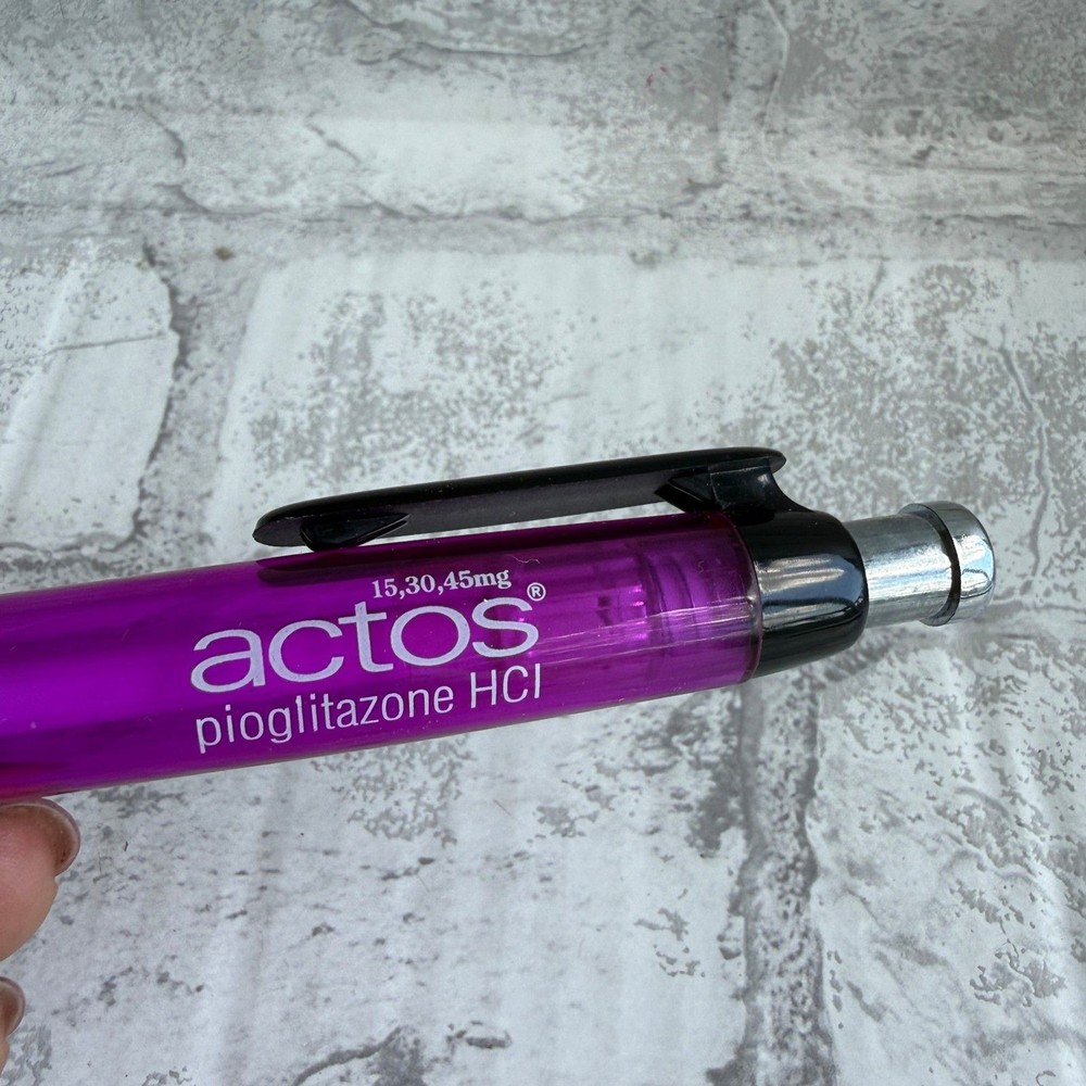Actos Pharmaceutical Promotional Pen Purple Silver Logo Drug Rep Swag