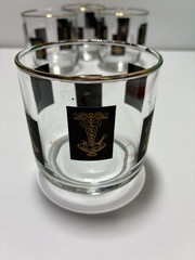 MCM Medical Pharmacy Libbey Glasses Black & 22 KT Gold 7 Tall 7 Medium 4 Short