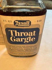 c1950s Throat Gargle Rexall Drug Company Boston Rexall Drug Company Bottle