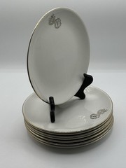 Set of 8 Vintage Crestware Rx Pharmacist Caduceus Salad Dessert Plates 7.5″