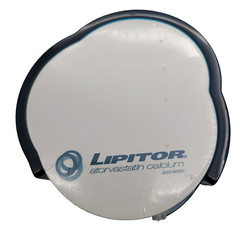 Vtg Lipitor Pharma Drug Rep Sticky Note Pad & Blue Acrylic Desk Holder 2004