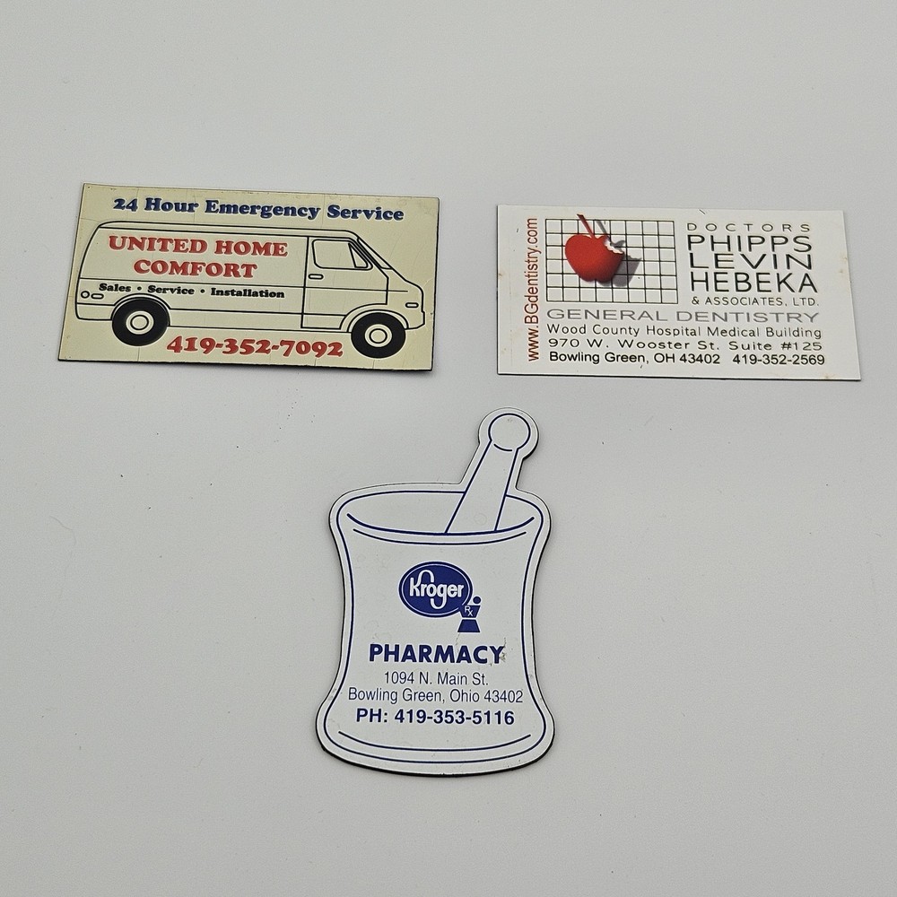Vintage Advertising Bowling Green OH Fridge Magnets Lot Of 3 Useful As Props?