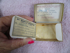 Vtg 1950 Pill Box- City Hall Pharmacy-Dreyer Denney Milbacher Gardner,Aurora, IL