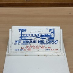 Vintage Metal Mini Clipboard Advertising West Wholesale Drug Co Philadelphia