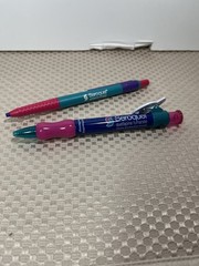 Lot of 2 Drug Rep SEROQUEL Collectible Pharmaceutical Pens Large S-Logo Clip