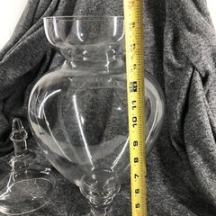 HUGE Vintage Ribbed & Footed Glass Chemist Carboy / Apothecary Display Jar