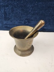 Vintage Brass Coricidin Mortar & Pestle Heavy RARE UNIQUE