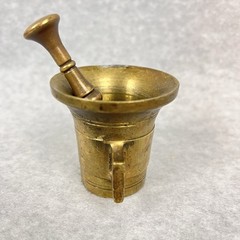 Vintage Small 2″ Tall Brass Mortar with Handles & 3″ Pestle