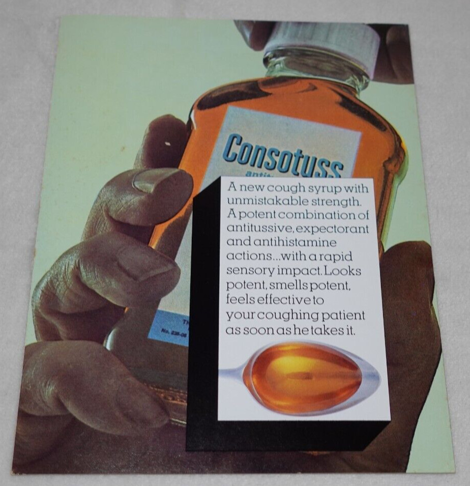 Consotuss Cough Syrup Medicine Merrell 1960s Original Advertisement