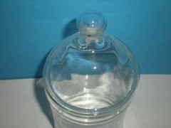 Vtg Apothecary Covered Jar Glass Candy Container w/ Lid