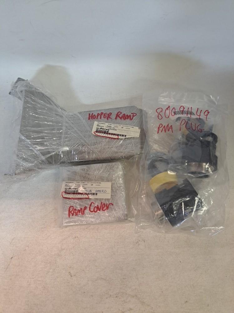 Dara Pharmaceutical Pkg Machinery Parts Lot Hopper, Ramp, Cover Plugs NEW no box