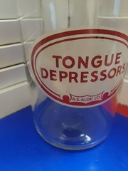 VTG AS Aloe Glass Tongue Depressor Apothecary Jar Profex Lid Medical USA 1950s