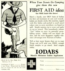 Vintage Merck „Iodabs“ 3 Iodabs Sticks In Metal Tube First Aid