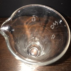 1940’s Mortar Pestle Clear Glass Beaker Apothecary Etched Footed Spout Mixology