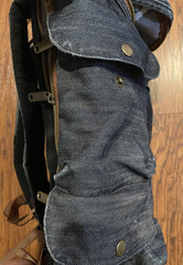 Vintage Akermes Pharmaceutical Drug Rep Promotional Backpack Denim Logo Blue