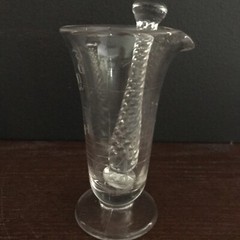 1940’s Mortar Pestle Clear Glass Beaker Apothecary Etched Footed Spout Mixology