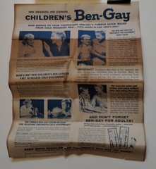 Children’s Ben-Gay, Methyl Salicylate! ©1953, 1958, chest colds & muscular pain