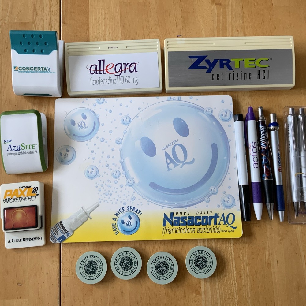 Lot of 21 Pharmaceutical Drug Rep Marketing Office Supplies Collectibles Vintage