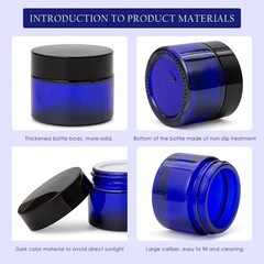 Lil Ray 1 oz Round Cobalt Blue Glass Jar with Inner Liners and Black Lid (24p…