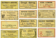 Vintage Apothecary Cabinet Label Stickers, Pharmacy Bottle, Cut & Peel Sheet 753