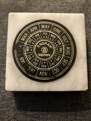 MARBLE VINTAGE RARE ENGRAN SQUIBB PHARMACEUTICAL CALENDAR ( Square ) MED TOOL