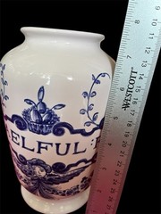 VINTAGE LILLY BLUE WHITE CERAMIC PHARMACY APOTHECARY JAR VASE U:CAELFUL:FO