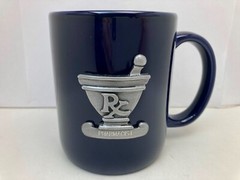 RX Pharmacist Coffee Mug / Cup Raised Pewter Metal LOGO Piece Pharmacy