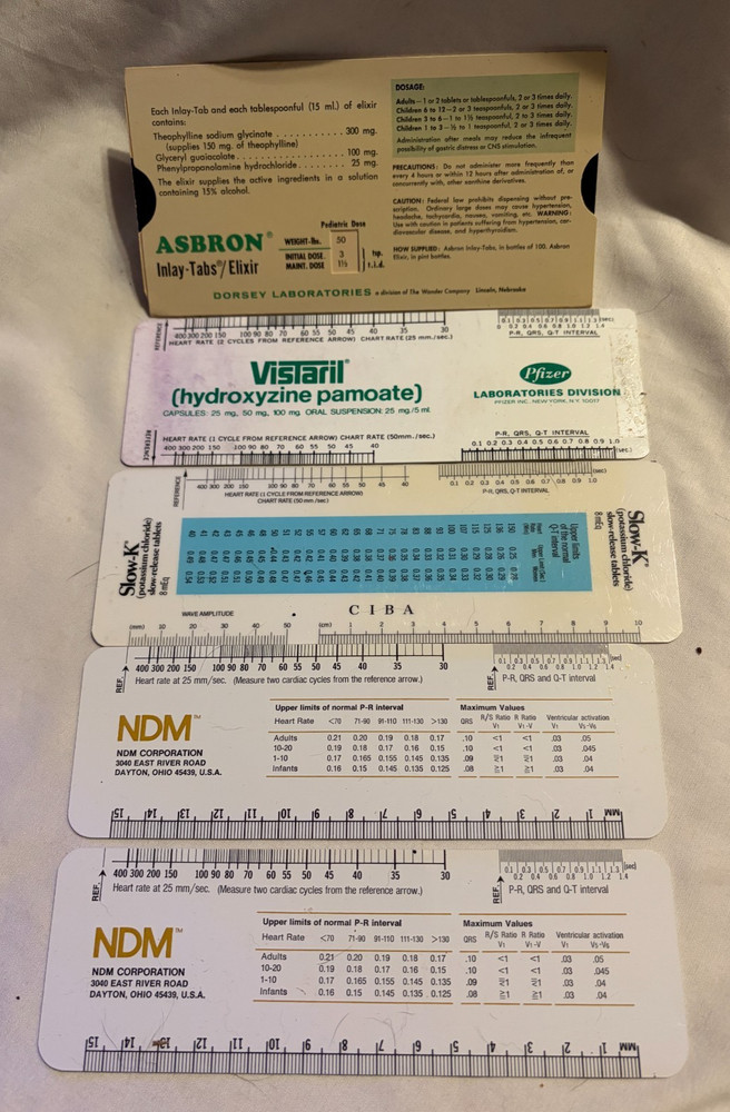 Lot of 5 Pharmaceutical Drug Rulers – Slow-K – NDM – Asbron – Vistaril