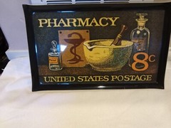 Vintage Pharmacy United States Postage 8¢ Heavy Plastic Tray 21 x 13” 1970’s bar