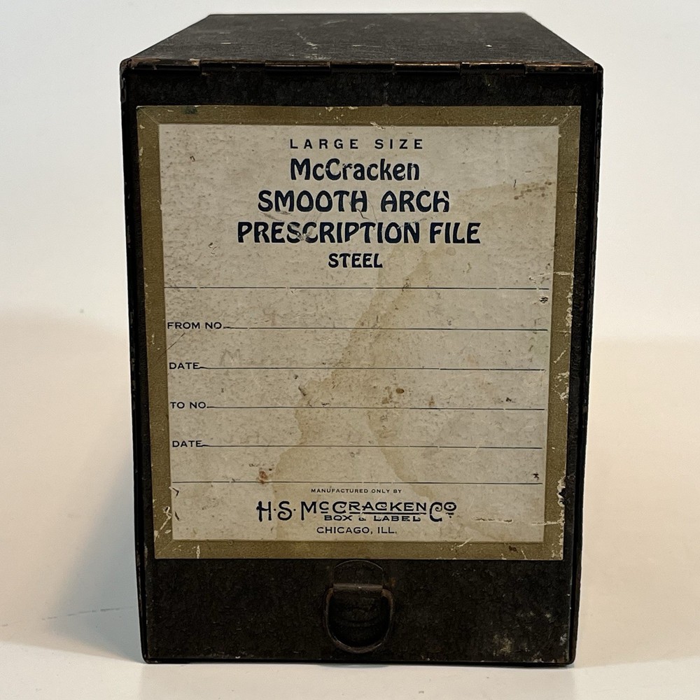 McCracken Smooth Arch Prescription File Box Large Size Steel Vintage