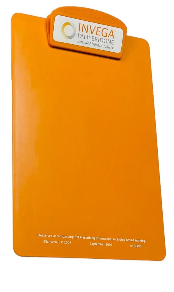 CLIPBOARD INVEGA PALIPERIDONE PHARMACEUTICAL AD 2007 JANSSEN SCHIZOPHRENIA