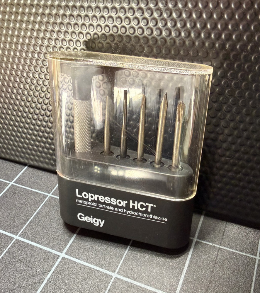 Vintage Geigy Lopressor HCT Promotional Screwdriver Bit Set with Original Box