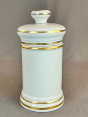 Vintage French Porcelain 7 ½” CIRE JAUNE (Yellow Wax) Apothecary Jar by D.T.