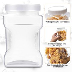 18 Pack Clear Plastic Storage Jars with Lids,27 oz Easy Grip Handles Plastic …