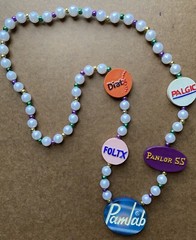 VINTAGE DRUG REP PROMO ~ PAMLAB PALGIC FOLTZ DIATx & PANLOR SS Beaded Necklace