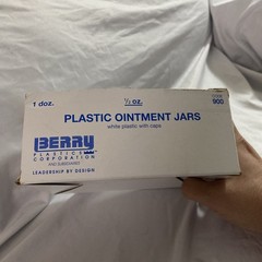 BERRY Plastics Corporation Plastic Ointment Jars 1/2 Oz White Plastic With Caps