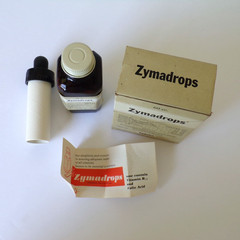 UPJOHN Vintage ZYMADROPS Dropper BOX Amber Bottle PHARMACEUTICAL Medicine