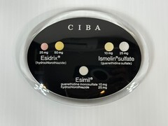 Vintage CIBA Pharmaceuticals Antihypertensive Doctor Promo Paper Weight Display
