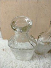 Pair Of Vintage Rectangular Bottle, Clear Glass, Medicine or Pharmacy