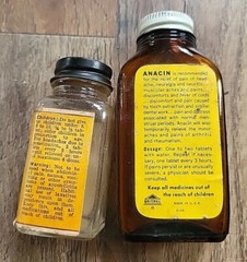 Vtg 1950s 1960s ANACIN Whitehall glass bottle Rawleighs Cold Tablets Lot Of 2