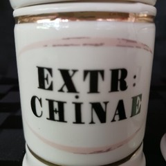 Vintage Style Porcelain European Script Apothecary Jar Set/3