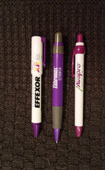 3 Vintge Pharmaceutical Drug Rep Promo Purple Pens (One is Unique)
