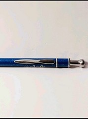 Vintage Pfizer Zoloft Marbled Blue Metal Click Ballpoint Pen Drug Rep Pharmacy