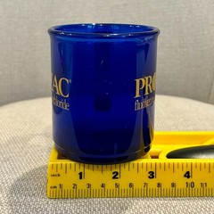 PROZAC 💊 Cobalt Blue Plastic Coffee Mug Cup Lilly 💊 Pharma Drug Advertising