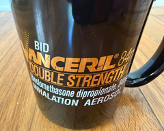 Drug Rep Coffee Mug Vanceril Pharmaceutical vintage 90’s black collectible 16oz