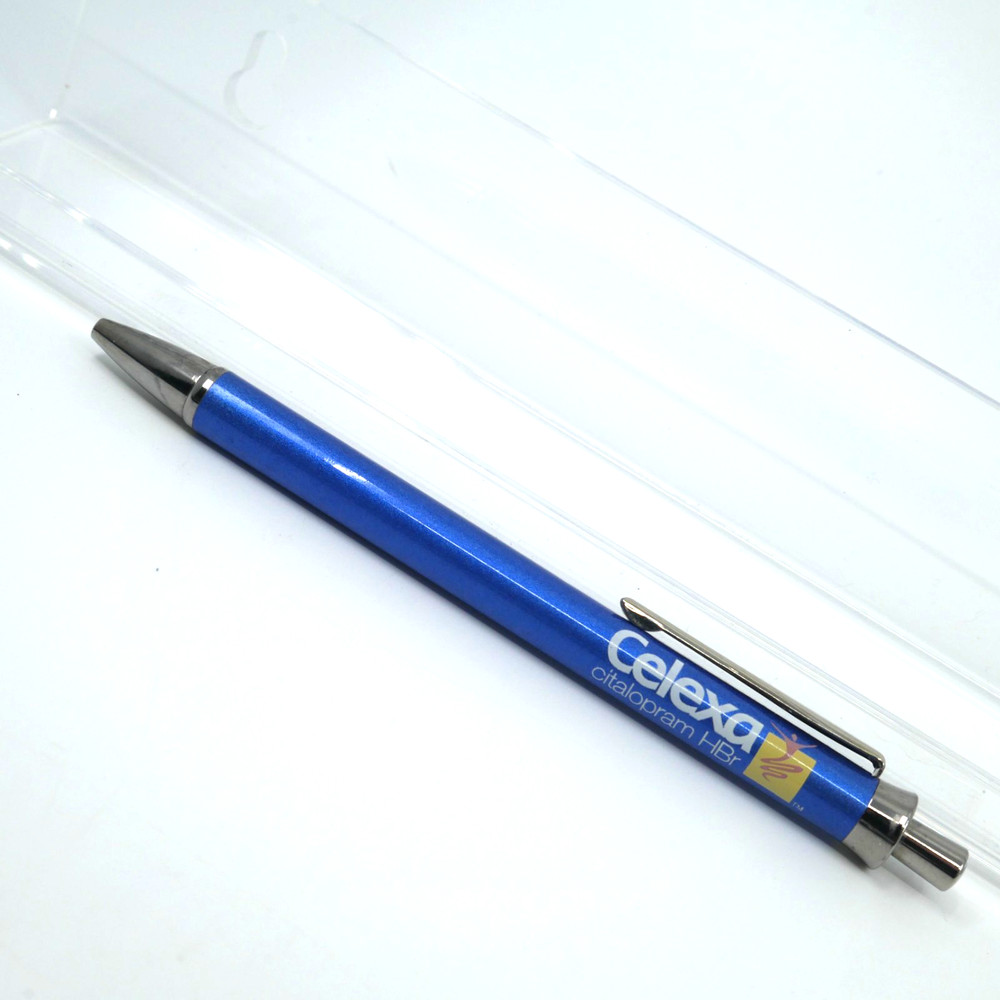 CELEXA Drug Rep Pharmaceutical Advertising Pen Metal Blue clicker