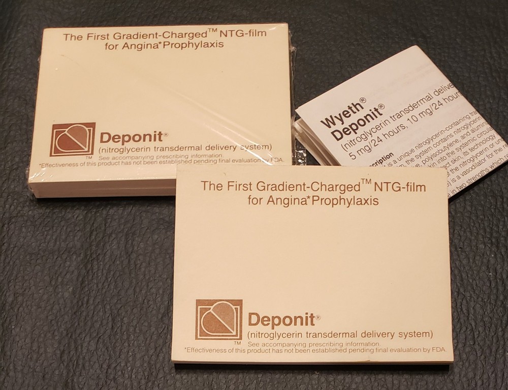 Vtg 1980’s Pharmaceutical Drug Rep Post-It Notes Deponit 1985, 3 Pads 4″ x 3″
