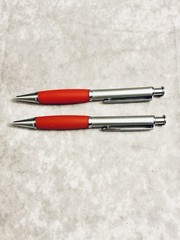 BEXTRA PHARMACEUTICAL REP PEN METAL RETRACTABLE REFILLABLE RED GRIP LOT OF 2