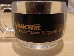 Vintage Vanceril Inhaler Drug Rep Advetising Promotional Clear Plastic Mug